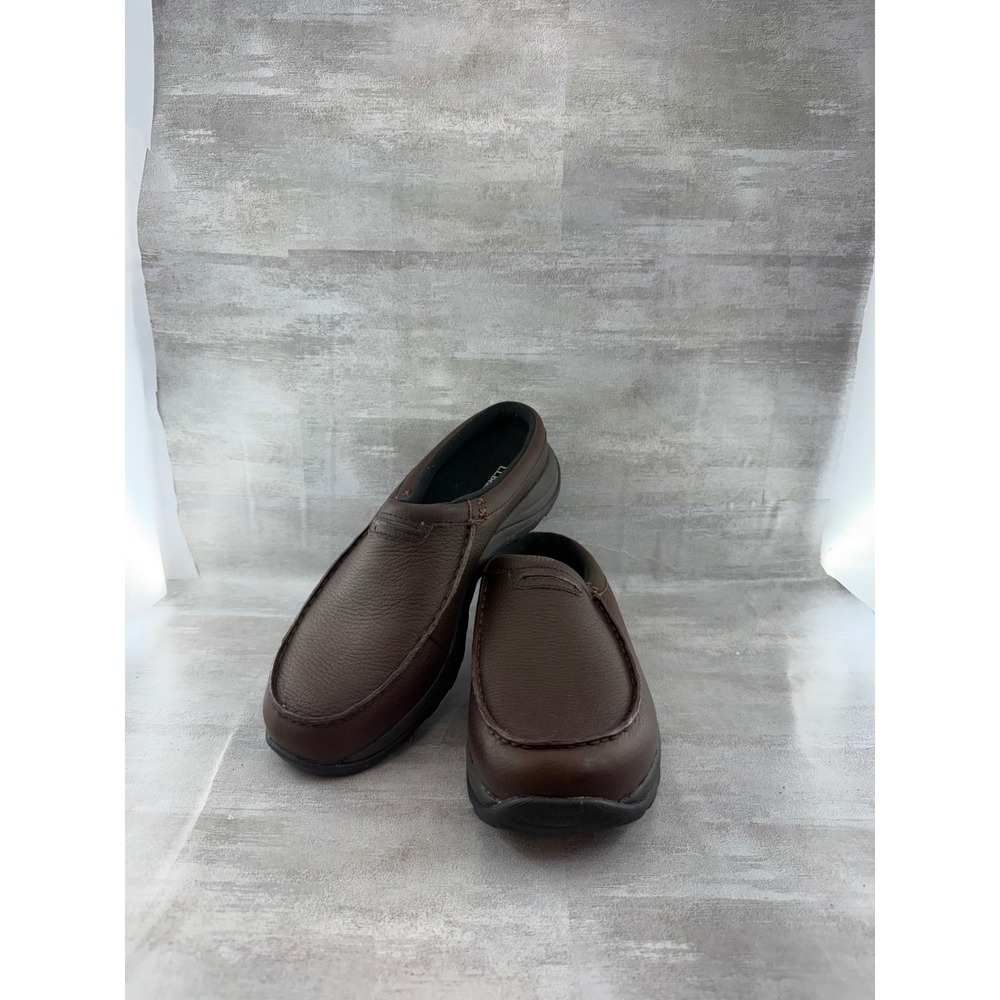 LL Bean Men Comfort Mocs Dark Brown Pebbled Leather Clogs 268224 Size 9 M